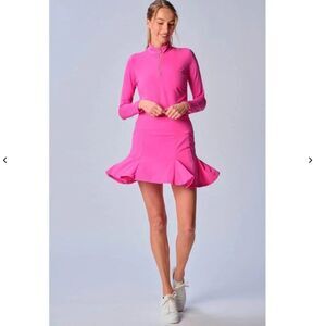NWT G Lifestyle Solid 17-Inch Flare Skort - Hot Pink in Size M